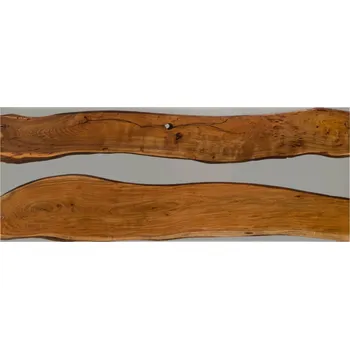 Jídelní stůl Jídelní stůl akácie s epoxidovou pryskyřicí 260x100x76 přírodní lakovaný / epoxidový šedý rovný okraj EPOXY 3