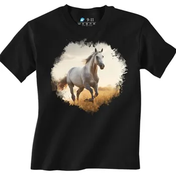 Chlapecké tričko Dětské tričko Svobodný Bílý Kůň (Velikost: 3-4, Barva: Černá)