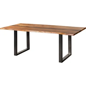 Jídelní stůl Jídelní stůl z akácie 260x100x76 přírodní lak / epoxid černý, nohy ve tvaru U antracit lesklý EPOXY