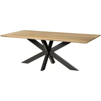 Jídelní stůl Jídelní stůl z mangového dřeva 260x100x74 přírodní lak / epoxidová černá, křížový rám antracit matný EPOXY