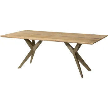 Jídelní stůl Jídelní stůl z mangového dřeva 220x100x76 přírodní lak / epoxid černý, hvězdicová podnož matná stříbrná EPOXY