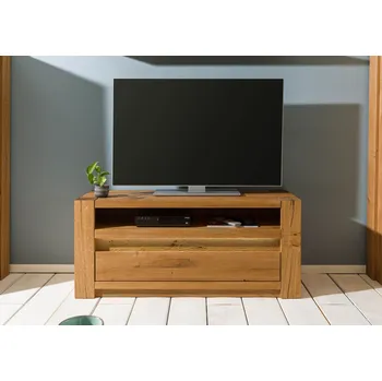 Televizní stolek TV stolek z divokého dubu 123x40x53 hnědý olejovaný KENT