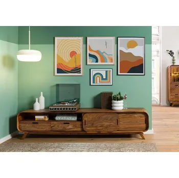 Televizní stolek TV stolek Palisandr 220x40x48 světle hnědá lakovaná MAILAND