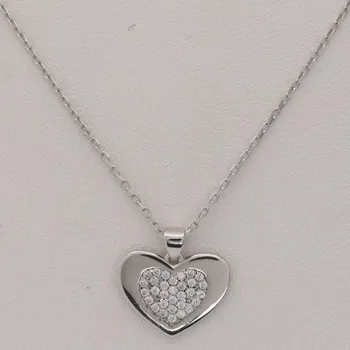 Řetízek Zlatý řetízek srdce z bílého zlata