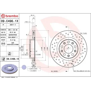 Brzdový kotouč Brzdový kotouč BREMBO 09.C496.1X