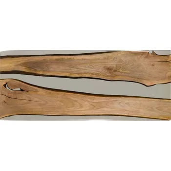 Jídelní stůl Jídelní stůl mango s epoxidovou pryskyřicí 240x100x76 přírodní lakovaný/epoxidový šedý vzhled stromového okraje EPOXY 2