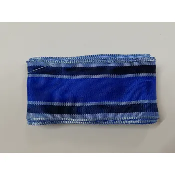 Stuha Látková stuha s drátkem 40mm - modré proužky - balení 2m