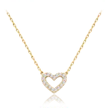 MINET Zlatý náhrdelník srdce s bílými zirkony Au 585/1000 1,65g