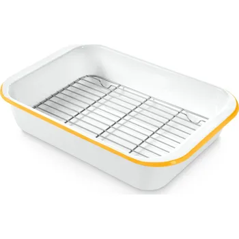 Forma na pečení 685870 - Tchibo - Smaltovaná zapékací forma s mřížkou - barva: bílá