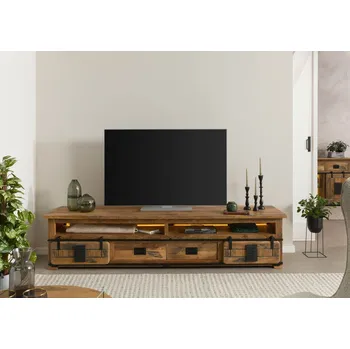 Televizní stolek TV stolek z mangového/recyklovaného dřeva 220x55x50 přírodně lakovaná IRON LUX