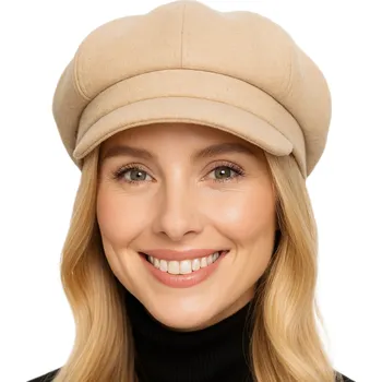 Čepice 8-dílna dámská béžová bekovka od Mayser - Camila Newsboy Cap Velikost: 55 cm (S)