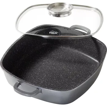 Hrnec WARIMEX Pekáč STONELINE se skleněným víkem 28 x 28 x v.7,5 cm, 4,9 l