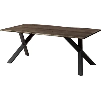 Jídelní stůl Jedálenský stůl z agátového dřeva220x100x75 sivý lakovaný / rozšířené nohy X antracit matný METAL 3