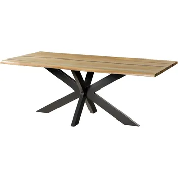 Jídelní stůl Jídelní stůl z mangového dřeva 240x100x74 přírodní lak / epoxid černý, křížový rám antracit matný EPOXY