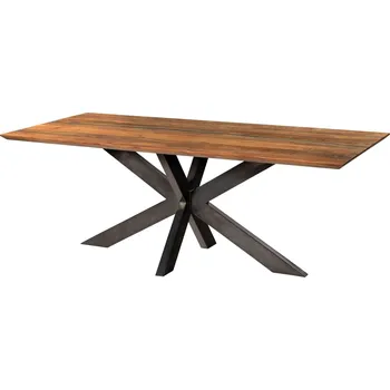 Jídelní stůl Jídelní stůl z akácie 180x90x74 přírodní lak / epoxidová černá, křížový rám antracit lesklý EPOXY