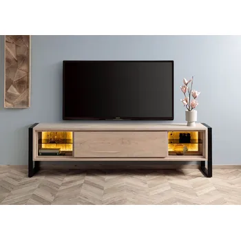 Televizní stolek TV stolek z akátového dřeva / recyklované dřevo 220x40x60 přírodní lakovaná DENVER