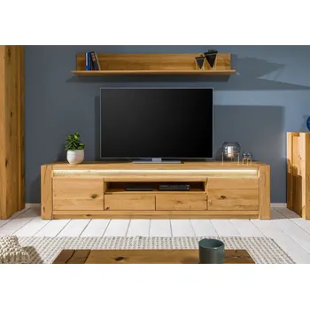 Televizní stolek TV stolek z divokého dubu 223x40x53 přírodní olejovaný KENT