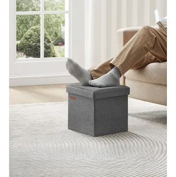 Úložný box Čalouněný taburet s úložným prostorem 30 x 30 | tmavě šedá