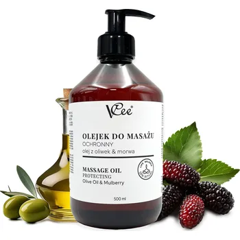 Masážní přípravek Přírodní veganský masážní olej VCee 500 ml olivový a moruše