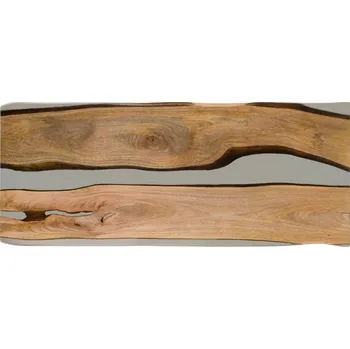 Jídelní stůl Jídelní stůl mango s epoxidovou pryskyřicí 240x100x76 přírodní lakovaný/epoxidový šedý vzhled stromového okraje EPOXY 1