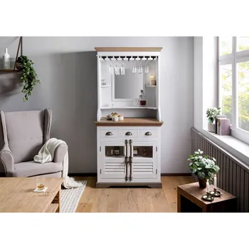 Barový stolek Barový pult z mangového dřeva 98x51x190 lakovaný bílou barvou TOULOUSE