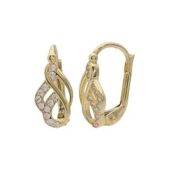 Náušnice Zlaté náušnice na patent se zirkony