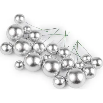 Kuličky / koule na drátku ke tvoření Ø2-4 cm, barva 2 stříbrná
