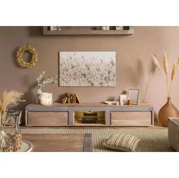 Televizní stolek TV stolek Akácie 240x48x39 béžový lakovaný AMSTERDAM