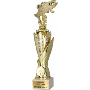 Zlatý pohár soškou Rybaření 33 cm + GRAVÍROVÁNÍ DÁREK