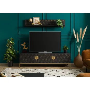 Televizní stolek TV stolek mango 180x45x50 šedá olejovaná DIAMOND