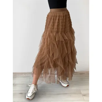 Dámské oblečení BROWN dámská midi sukně , VELIKOST UNI ( S, M , L )