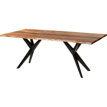 Jídelní stůl Jídelní stůl z akácie 160x90x76 přírodní lak / epoxid černý, hvězdicová podnož antracit lesklá EPOXY