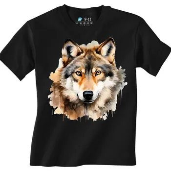 Chlapecké tričko Dětské tričko Pohled Vlka hnědého (Velikost: 7-8, Barva: Černá)