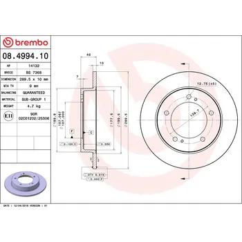 Brzdový kotouč Brzdový kotouč BREMBO 08.4994.10