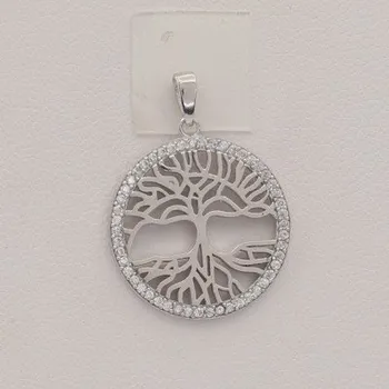 Přívěsek Zlatý přívěsek se zirkony strom života z bílého zlata