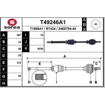Poloosa kola Hnací hřídel SOREA S.A.S T49246A1