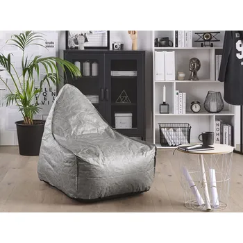 Sedací pytel Sedací vak šedý, odkapávací design 73 x 75 cm Pohodlná sedací antialergická výplň Světlo Beliani