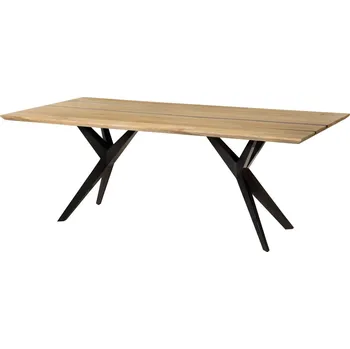 Jídelní stůl Jídelní stůl z mangového dřeva 200x100x76 přírodní lak / epoxid černý, hvězdicová podnož lesklá antracitová EPOXY