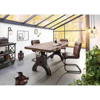 Jídelní stůl MANCHESTER Jídelní stůl mango 180x90x80-101 výškově nastavitelný přírodní olejovaný