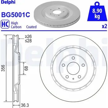 Brzdový kotouč Brzdový kotouč DELPHI BG5001C