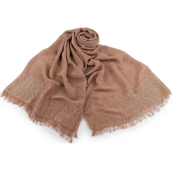 Deštník Šátek / šála s flitry 80x185 cm béžová tm. 1 ks