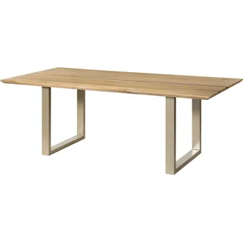 Jídelní stůl Jídelní stůl z mangového dřeva 200x100x76 přírodní lak / epoxid černý, nohy ve tvaru U stříbrný matný EPOXY