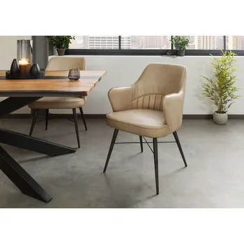 Jídelní židlička Židle z pravé kůže 55x62x84 béžová DARKNESS