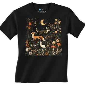 Chlapecké tričko Dětské tričko Zahrada Měsíční Čtvrti s Liškou (Velikost: 7-8, Barva: Černá)