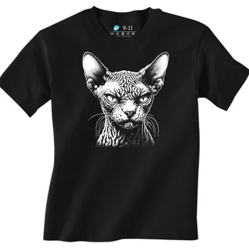 Chlapecké tričko Dětské tričko Naštvaná Kočka Sphynx (Velikost: 3-4, Barva: Černá)