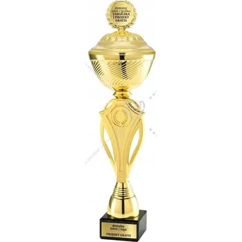 Zlatý Pohár s Emblémem a Víkem 35 cm + ŠTÍTKY DÁREK