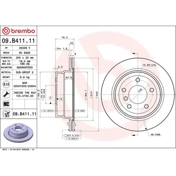 Brzdový kotouč Brzdový kotouč BREMBO 09.B411.11