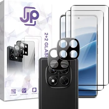 JP Combo pack, Sada 2 tvrzených skel a 2 sklíček na fotoaparát, Xiaomi Redmi Note 14 Pro 4G