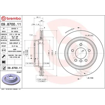 Brzdový kotouč Brzdový kotouč BREMBO 09.8700.11