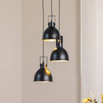 SIGMA Závěsné světlo Trial, 3-ramenné kruhové černé/zlaté černá, zlatá 3 x 60 W - Doprava zdarma